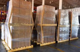 Shipment,Cartons,Box,On,Pallets,And,Wooden,Case,On,Hand